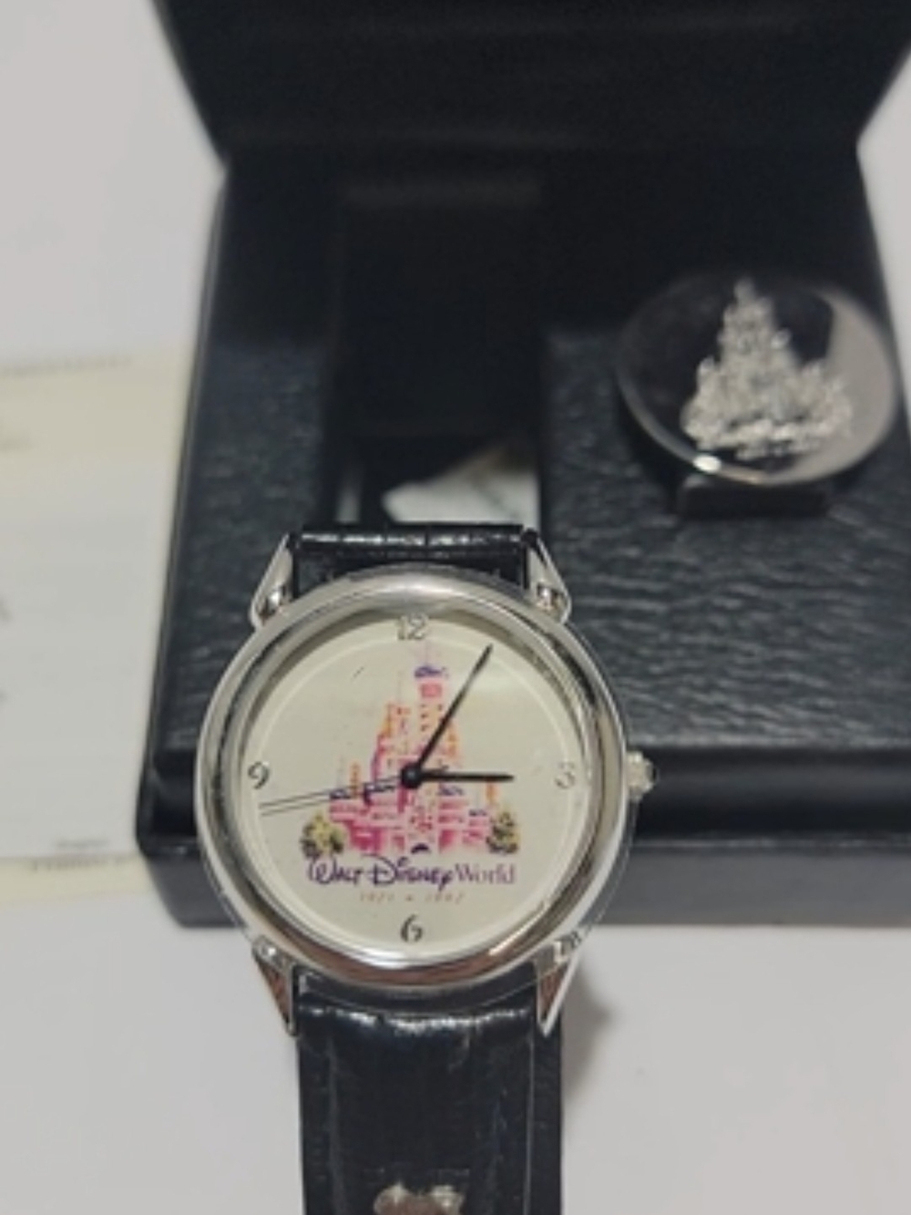 Disney 25th Castle Dial Leather Strap Watch - Black